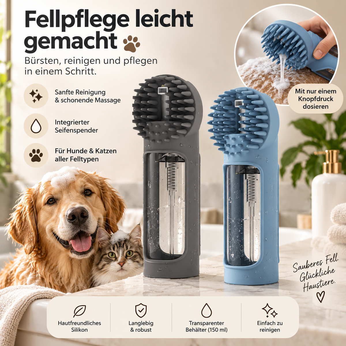 HaarFrei Bade-Bürste – Bürsten & Einseifen in einem