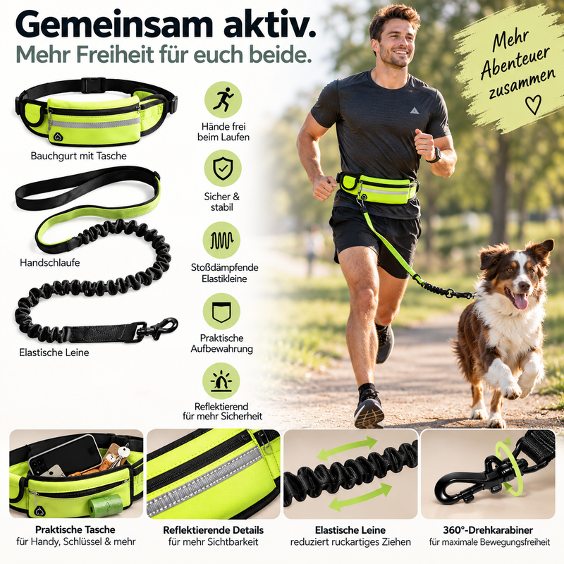 HaarFrei Active – Freihand-Leine mit Hüftgurt zum Joggen