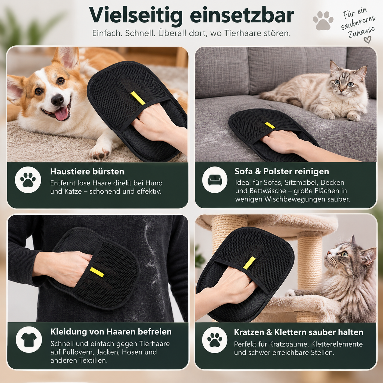 HaarFrei Pflegehandschuh – Sanfte Fellmassage & Tierhaare sammeln