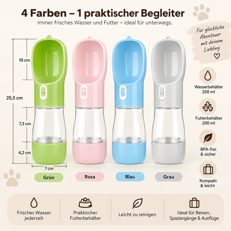 HaarFrei To-Go – Tragbare Trink- & Futterflasche für unterwegs