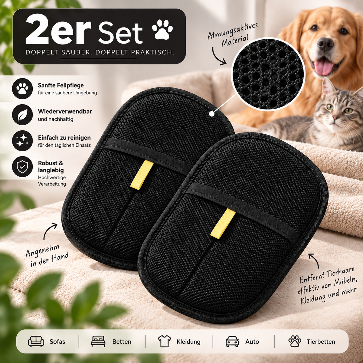 HaarFrei Pflegehandschuh – Sanfte Fellmassage & Tierhaare sammeln