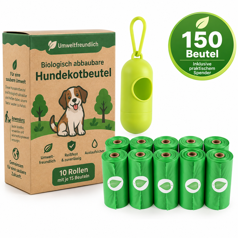 HaarFrei To-Go Beutel – Biologisch abbaubare Gassi-Beutel mit Spender